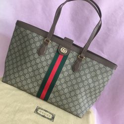Authentic Gucci Bag Supreme Canvas Shopping Bag Women's Handbag Medium