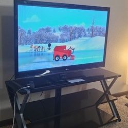 50" LG Flat Plasma Tv With Modern Stand 