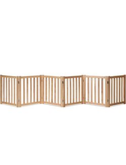 Hardwood Freestanding Indoor Pet Gate, Natural, 24" Height-6 Panels