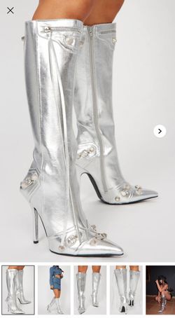 Silver Knee Boots