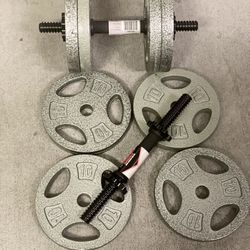 💪BRAND NEW - TOTAL80lb - Weight Plates 1” - DUMBBELL HANDLES with COLLARS💪