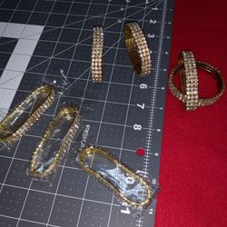7 New Elastic Gold Tone And Diamond Strecth Bracelets