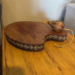 Adorable Vintage Cheeseboard Decorated With Intricate Folk Art Also functional for serving small appetizers.