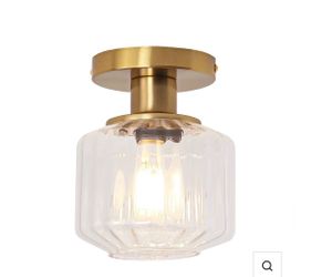 6-Inch Marico 1-Light Semi-Flush Mount Ceiling Light, Brushed Gold Finish with Clear Glass Shade, E26 Base Compatible, Modern Ceiling Light Fixture fo