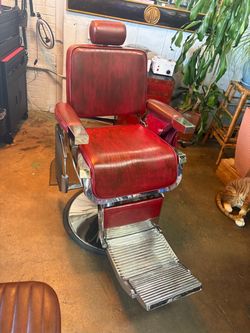 Reclining red barber chair