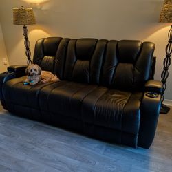 Reasonable Offer Will Be Accepted: Leather * Electric * Reclining Sofa & 32" Fire TV