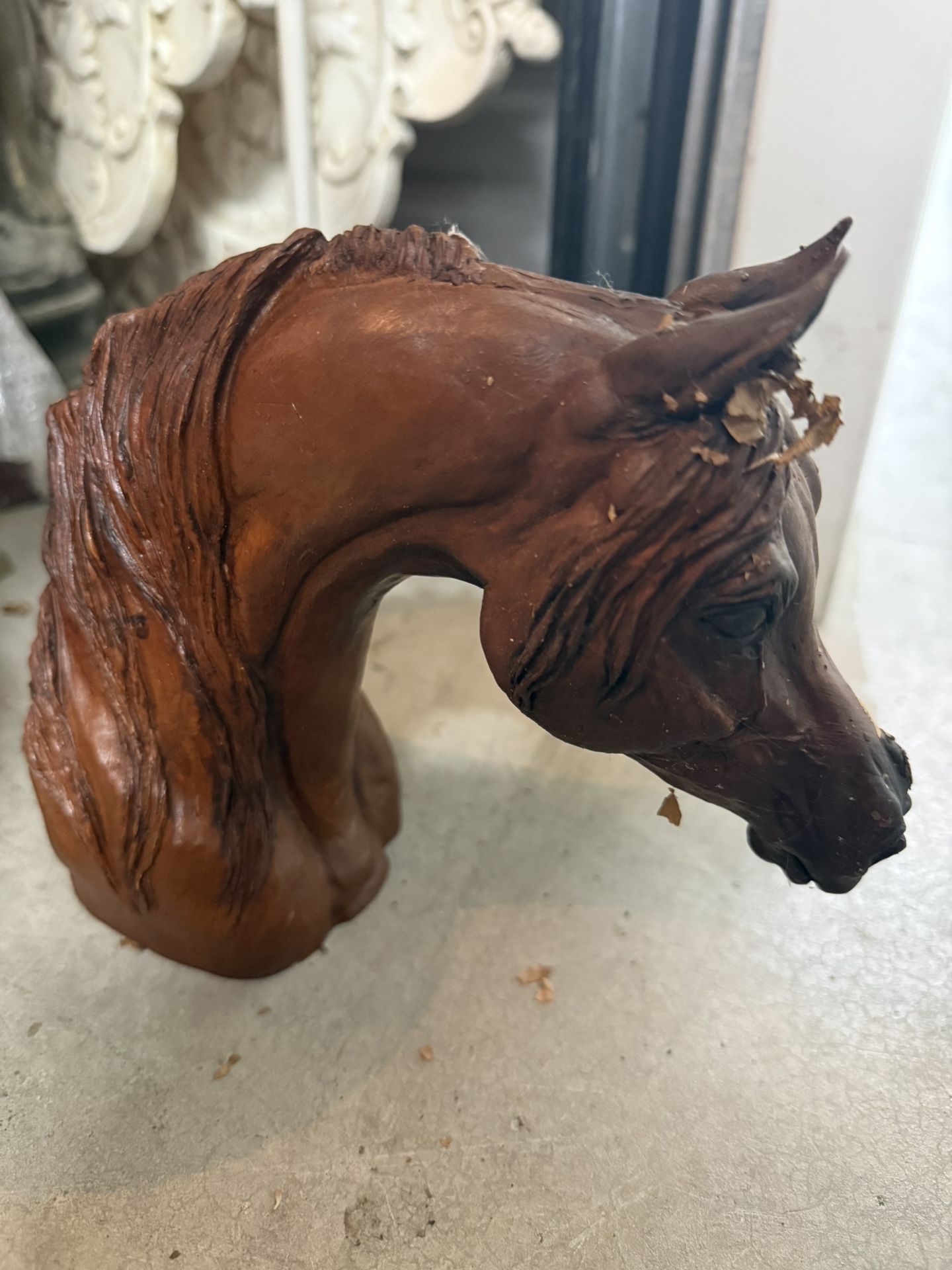 Hand Carved Horse Head Sculpture Pick Up In Orting
