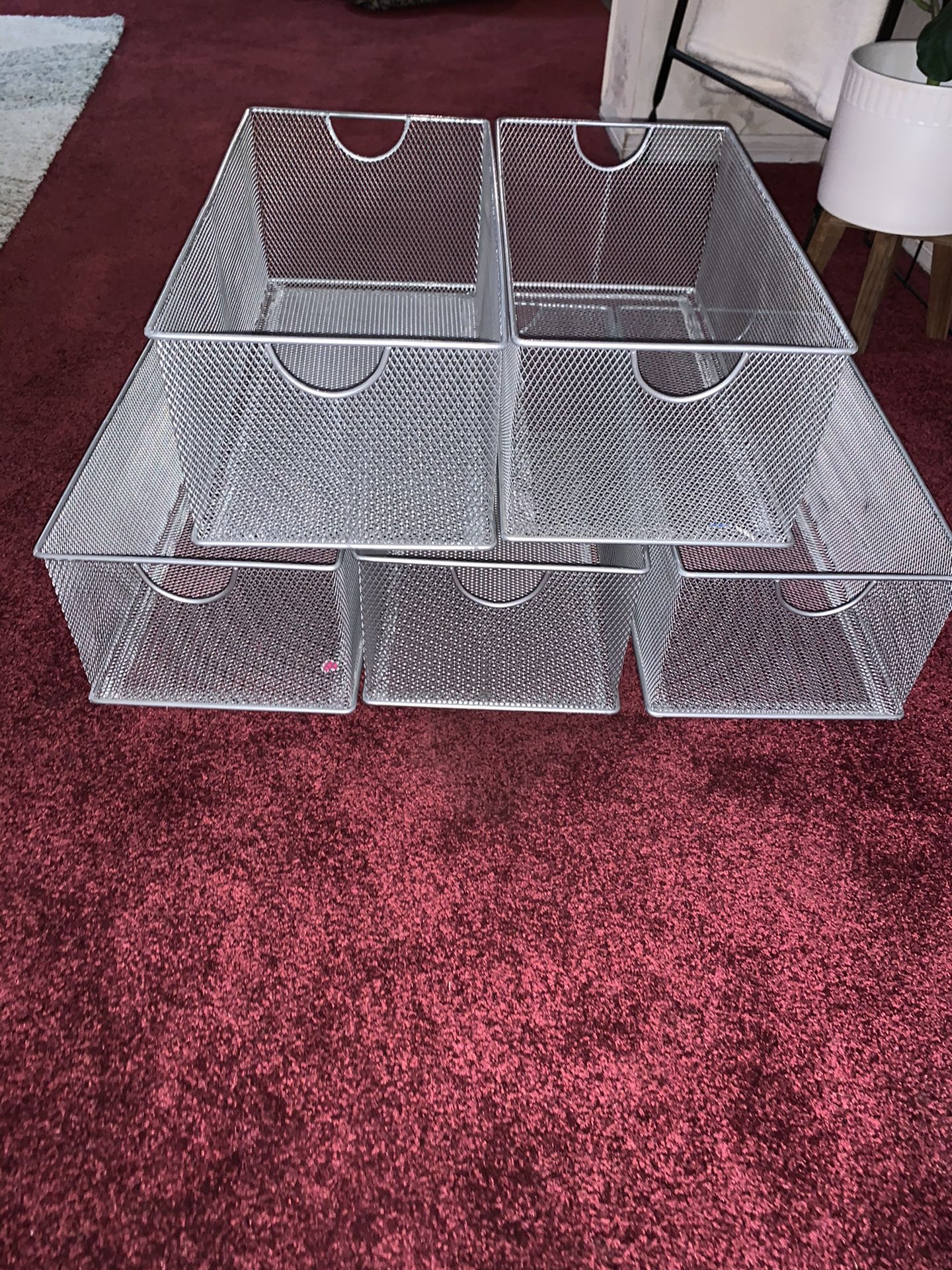 5 Metal Baskets containers organizers storage - tools cds books dvds crafting toys stationary scrapbooking