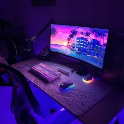 Gaming Setup W/desk,mic,headset,and monitor