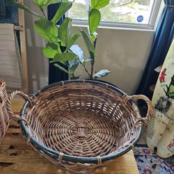 Large 21" Woven Wicker Basket with Handles