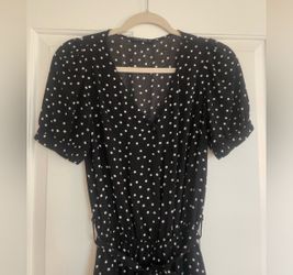 Black Comfy Jumpsuit With White Print 