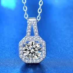 925 Silver 1PC Square Cut 2 Carat, Moissanite, Pendant Necklace,