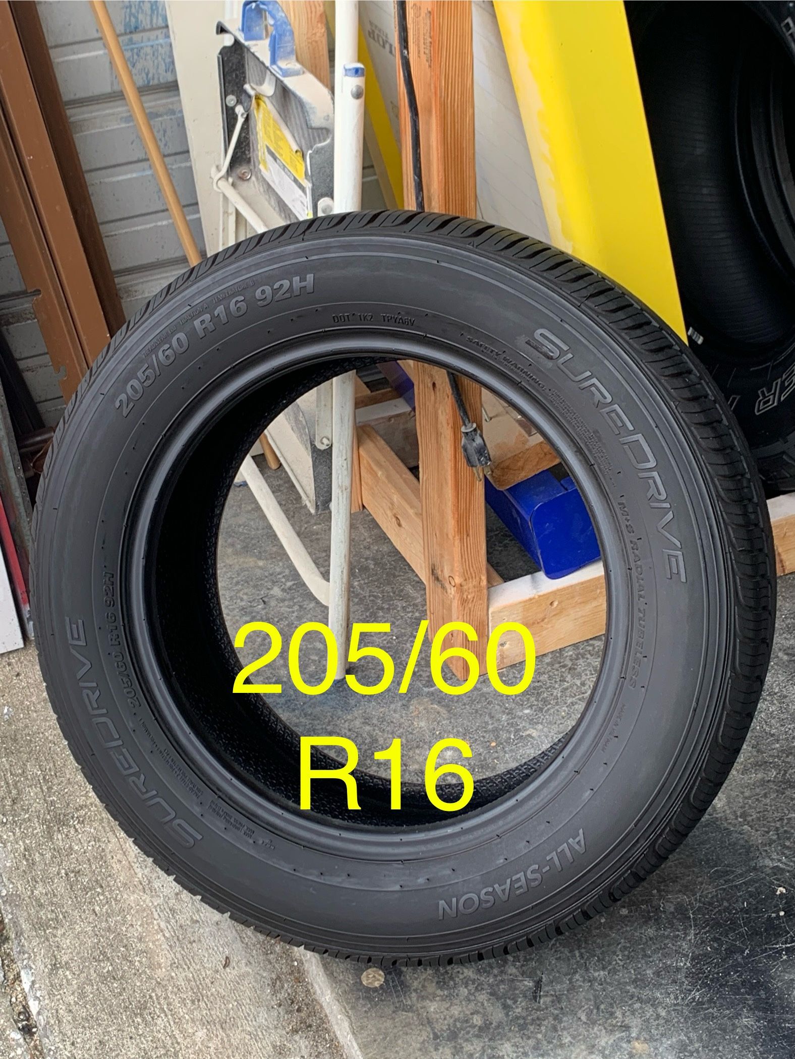 1 Used Tire SureDrive A/S 205/60R16 90% Tread.