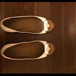 Tory Burch cream and brown flats