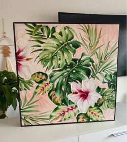 Tropical Floral Canvas Wall Art  by Alex Black