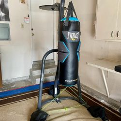 Dual Station Heavy Punching Bag/Speed Bag Stand with Powershot Heavy Bag - Like New