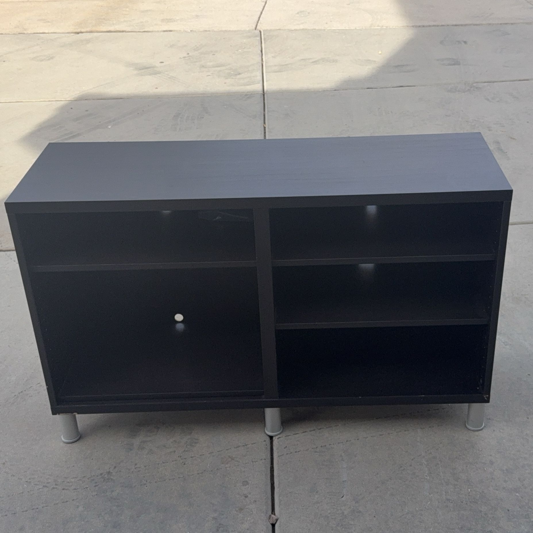 Black TV Stand with Storage Shelves 48”x16”x30”