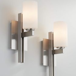14" High Brushed Nickel Wall Sconce Set of 2
