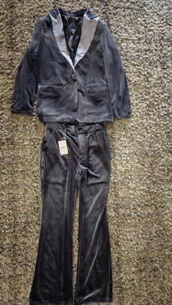 Blue Velvet Blazer And Pants
