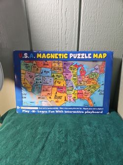 Magnetic Puzzle USA United States Map With Interactive Play Board New Open Box