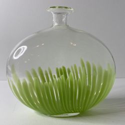 Glass Vase With Green Stripes