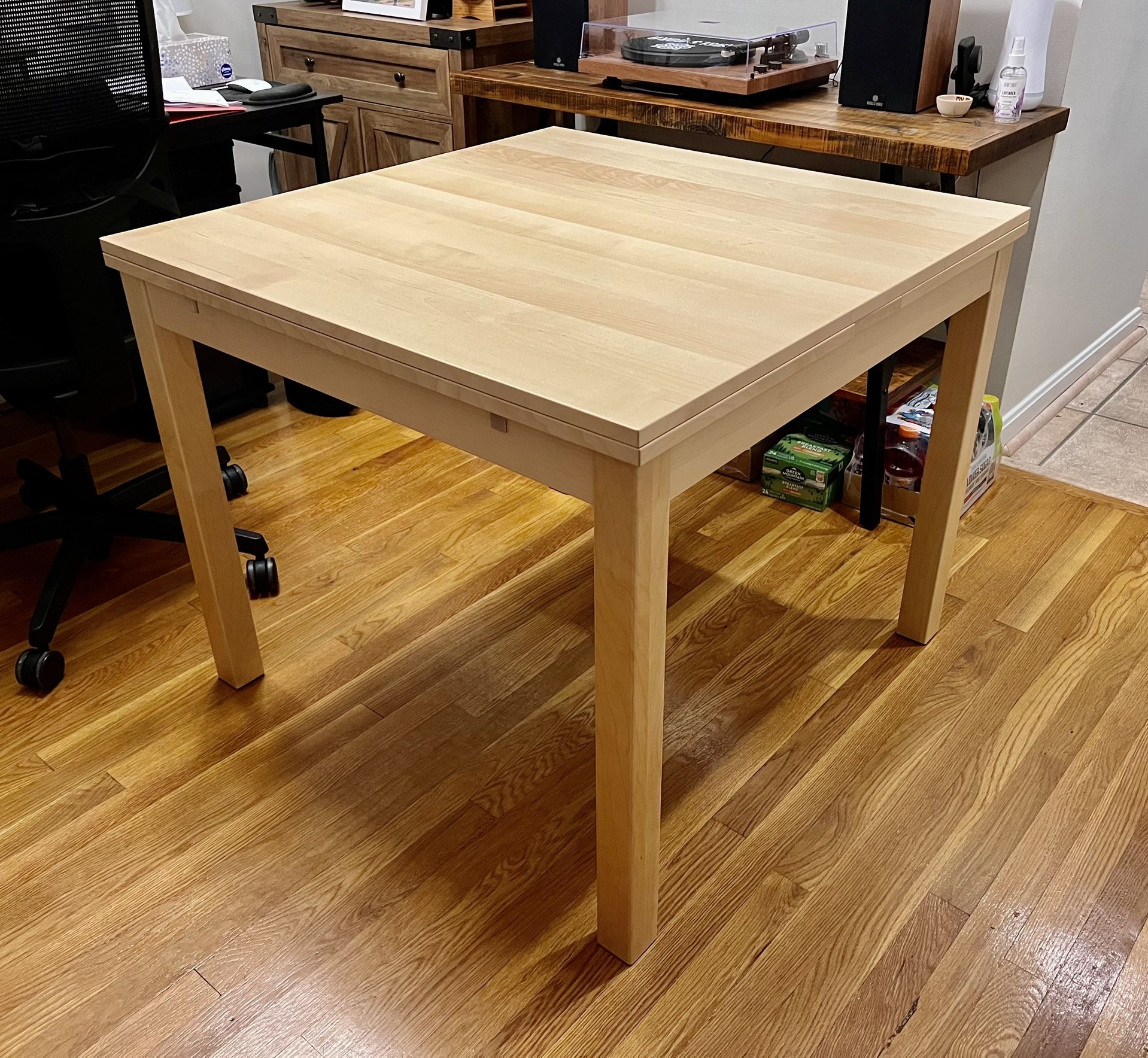 【引き取り希望】IKEAエーケダーレン 伸長式テーブル,ナチュラル, 引渡先決定）【IKEA】ダイニングテーブル