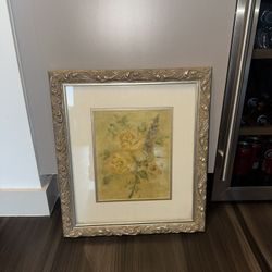 framed cheri blum jaune yellow flower painting 