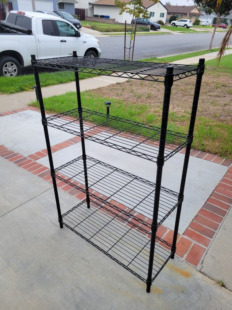 36" Wide Black Wire Metal 4 Shelf Shelving Shelves Adjustable Heavy Duty Bookcase Business Office Garage Backyard Storage Rack Unit