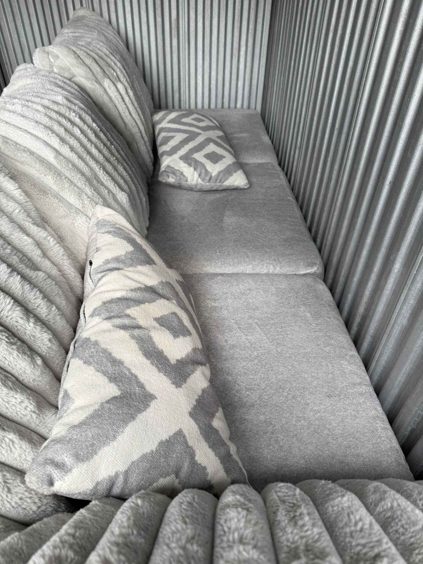 9FT Plush Gray Couch – Excellent Condition – $550 