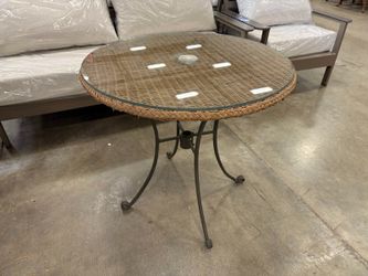 Wicker Outdoor Bistro Table with Glass Top