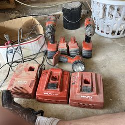 hilti 15.6v drills, batteries,and light