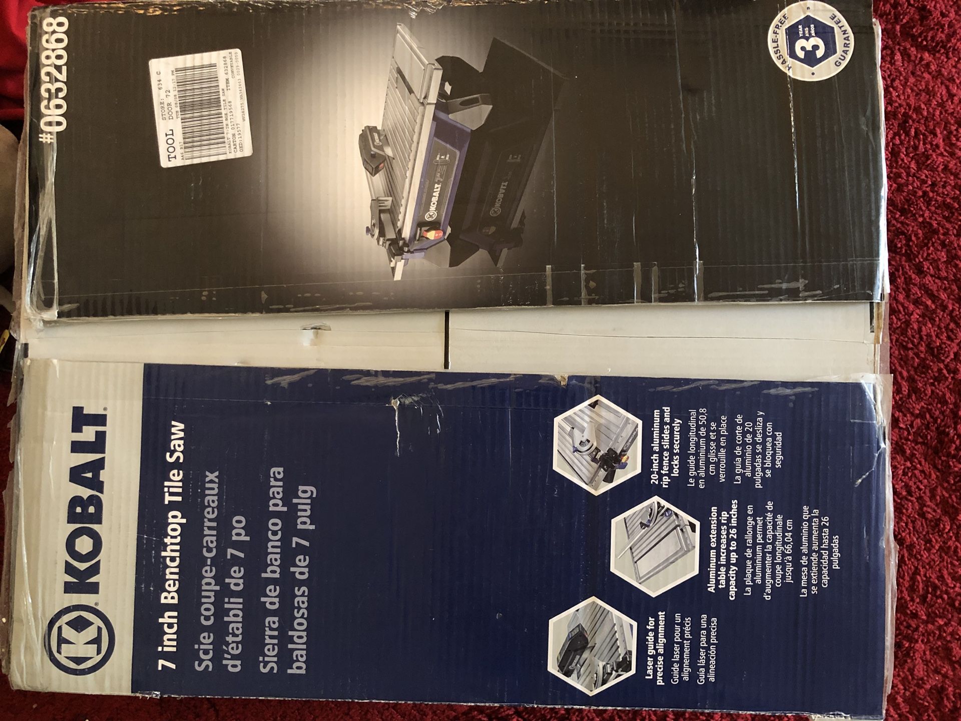 Kobalt KWS B7-06 7-in Wet/Dry Tabletop Tile Saw FOR PARTS