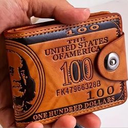 New Men's $100 Bill Stamped Wallet With Nine Credit Card Holders Dollar Sleeve Nice Unit For 10 Firm