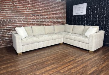 Delivery Available beige L shape sectional couch retails 1000