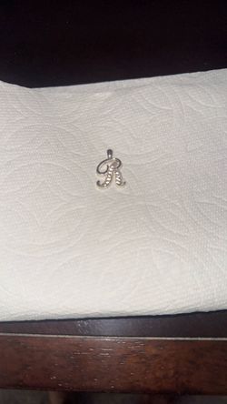 Rhinestone silver plated initial R
