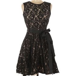 Betsy & Adam Black Lace Sleeveless Cocktail Dress