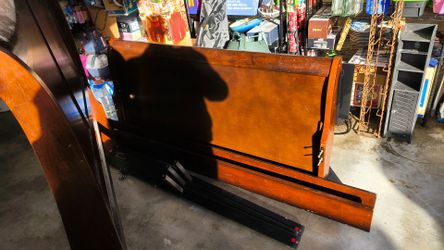 Queen Wood Bed Frame with Headboard and Rails