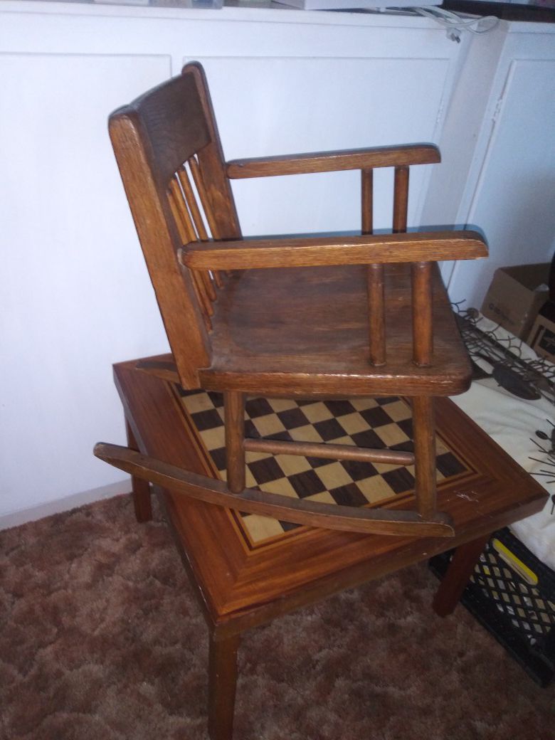 Handmade wooden children's rocking chair