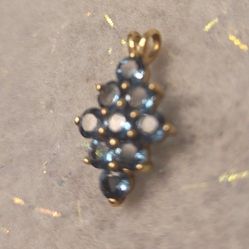 New 10kt Gold Blue Topaz Pendant