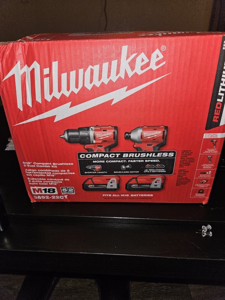 BRAND NEW IN BOX MILWUAKEE BRUSHLESS 2 TOOL COMBO (3692-22CT)