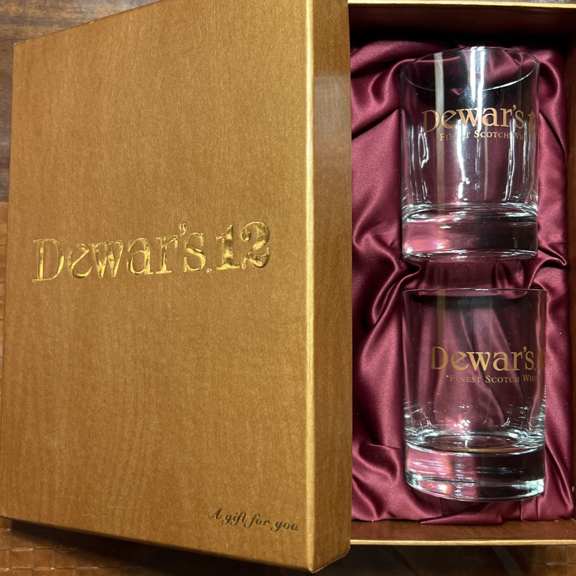 2 DEWAR'S 12 Scotch Whisky Rocks Glasses Set lowball glass whiskey