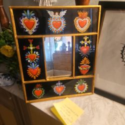 Sacred Heart FOLK ART  Mirror HandMade by Artist Peru  Tesoro