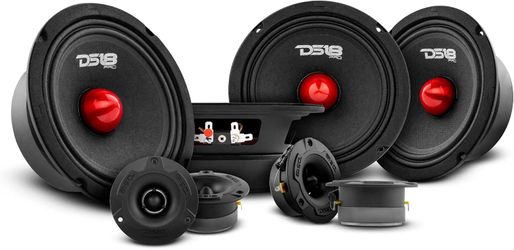DS18 Bundle Car Speakers 4X PRO-GM6B 6.5" Midrange Speakers and 4X PRO-TWX1/BK Aluminum Super Tweeters - PRO Car Audio Component Package