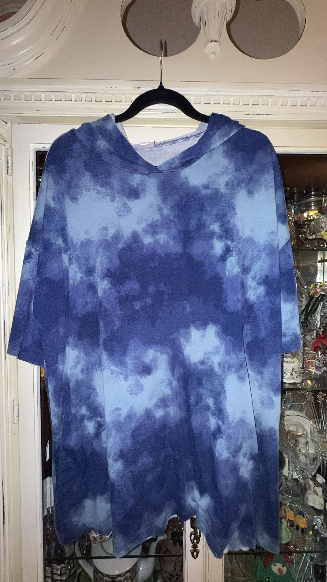 LuLaRoe Blue Tye-Dye Frankie Short-Sleeve Hoodie - Woman’s Size L & XL - $5 Each