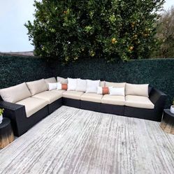 9-Piece Oversized Outdoor Patio Sectional  Customizable with New Cushions Covers and New Side tables