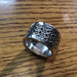 Lois Hill Sterling Silver Box Weave Mens Ring Size 11