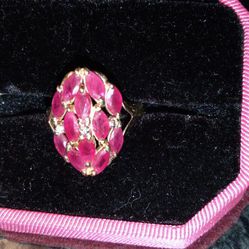 14kt Solid Yellow Gold 4.5g Ruby&Diamond Ring Thailand Sz 7 