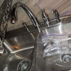 Stainless Steel KOHLER  Faucet, Sprayer, And Soap Dispencer All In One Kitchen Sink