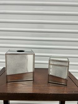 Glass Kleenex holder and decorative box