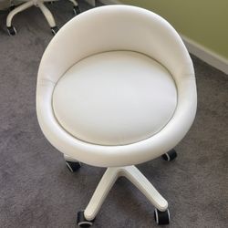 Whiter Leather Stool